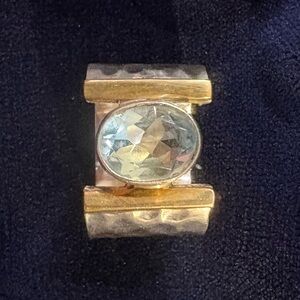 925 silver and blue topaz wide band ring